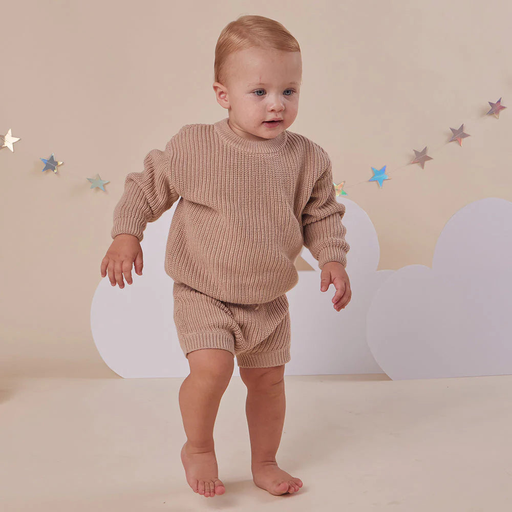 Hazelnut Oversized Cotton Knit Jumper