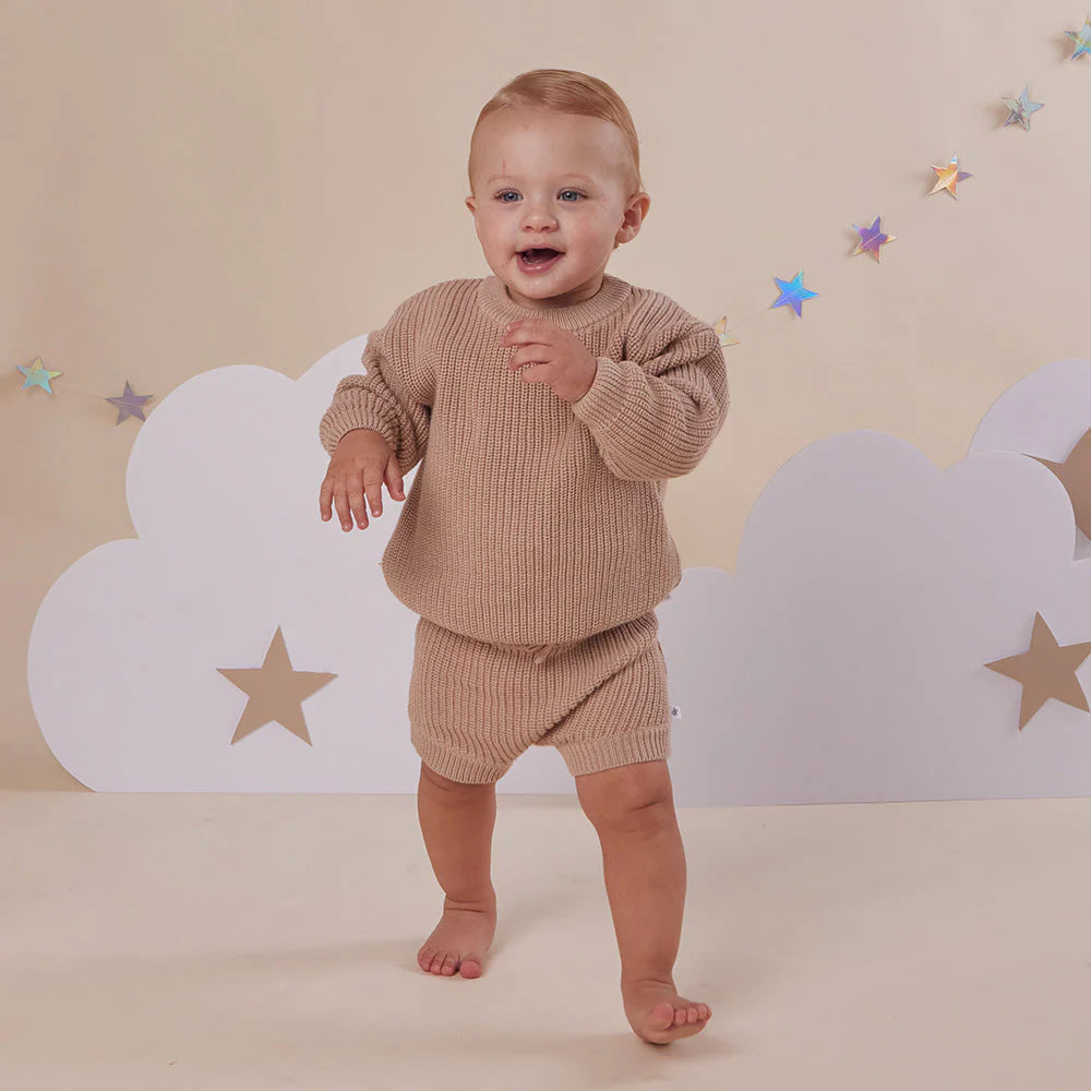 Hazelnut Organic Cotton Knit Shorts