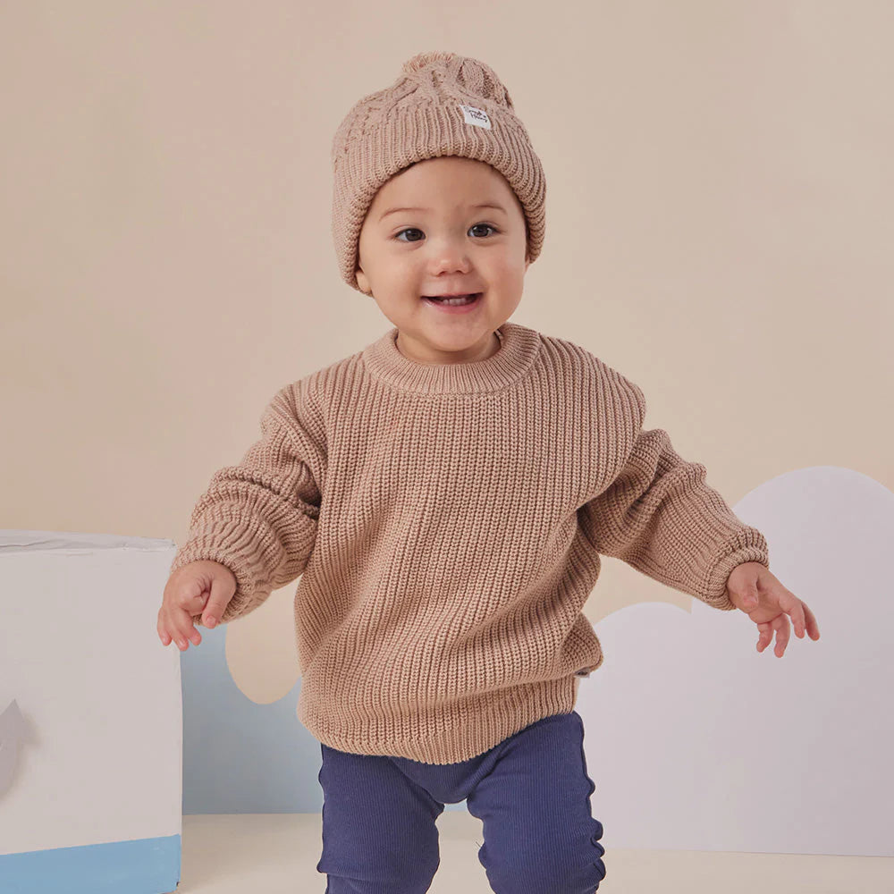 Hazelnut Oversized Cotton Knit Jumper
