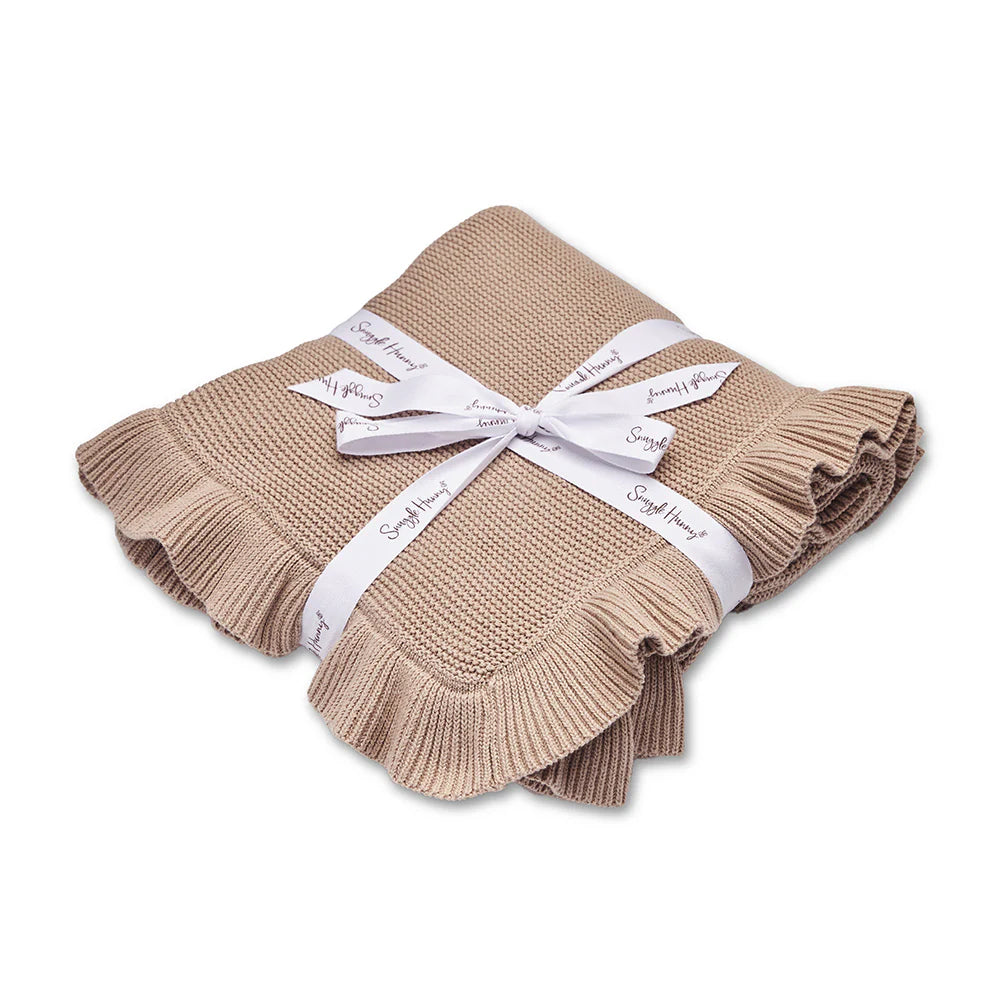 Hazelnut Ruffle Knit Baby Blanket