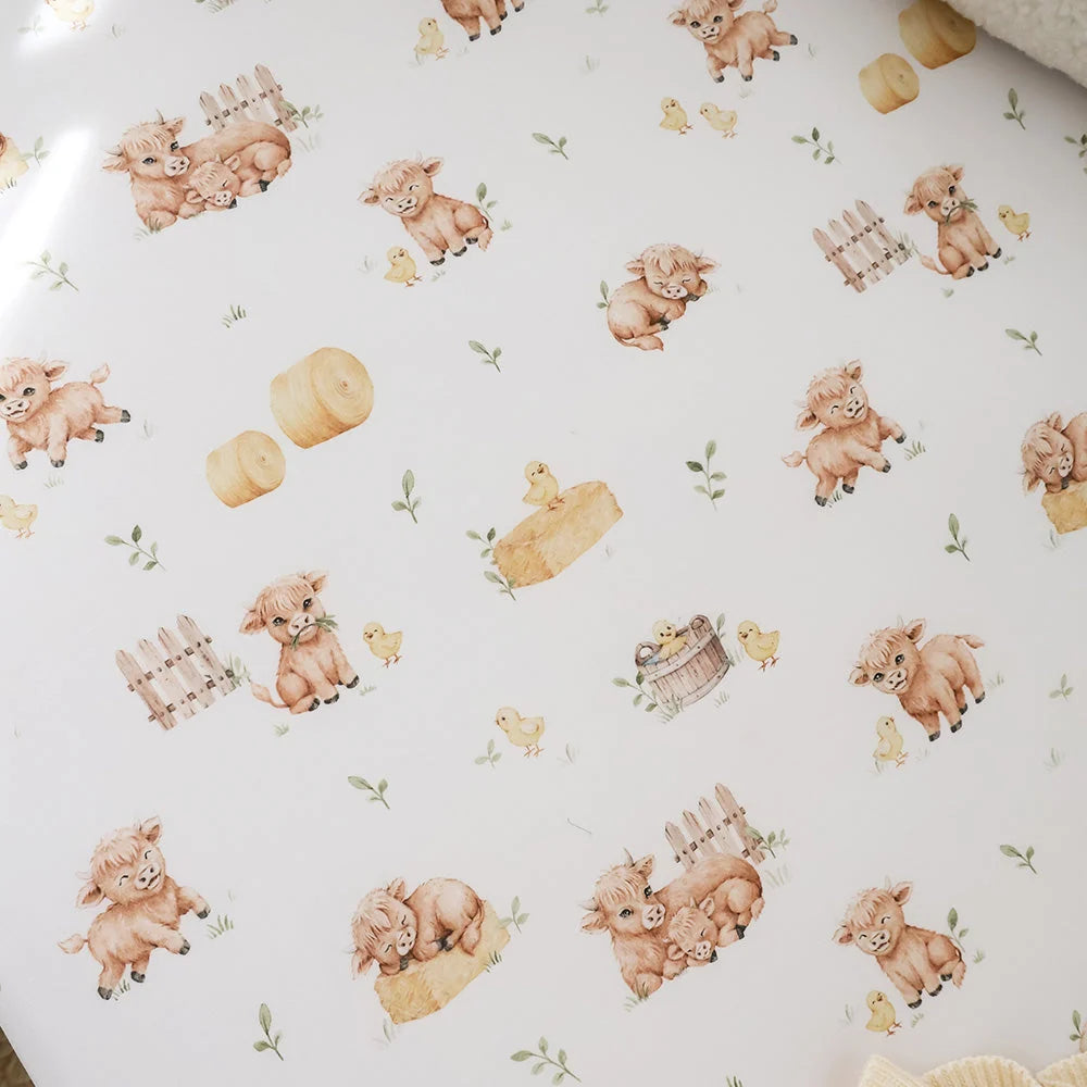 Highland Cows Cot Sheet