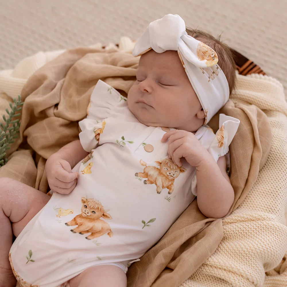 Highland Cows Short Sleeve Bodysuit with Frill