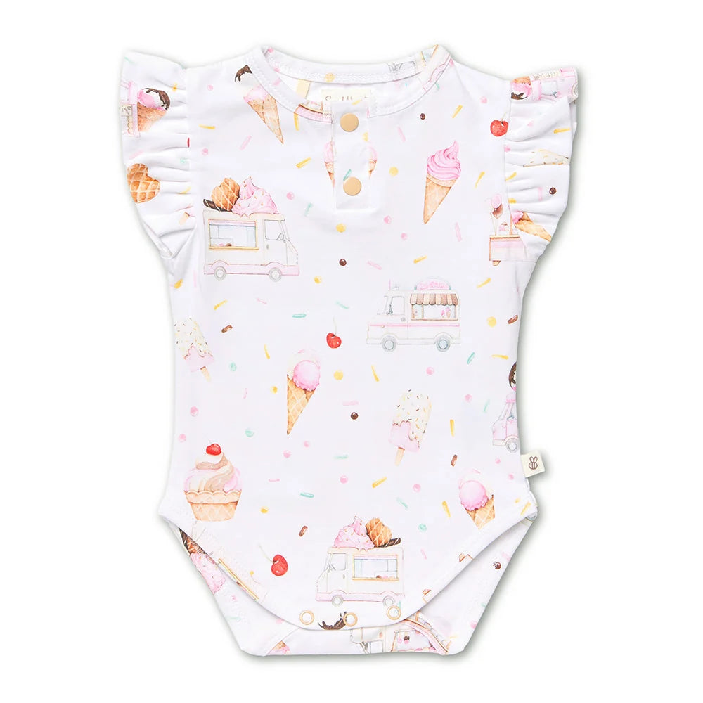 Ice Creams Short Sleeve Bodysuit with Frill