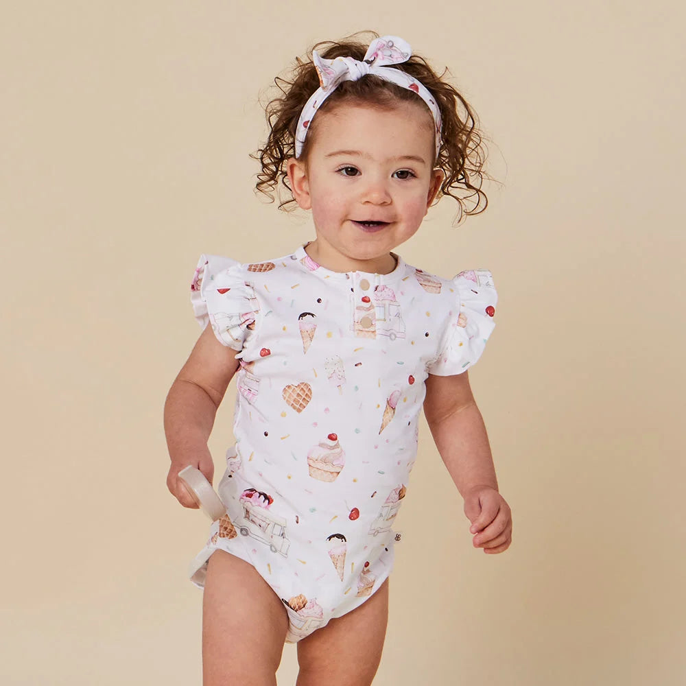 Ice Creams Short Sleeve Bodysuit with Frill