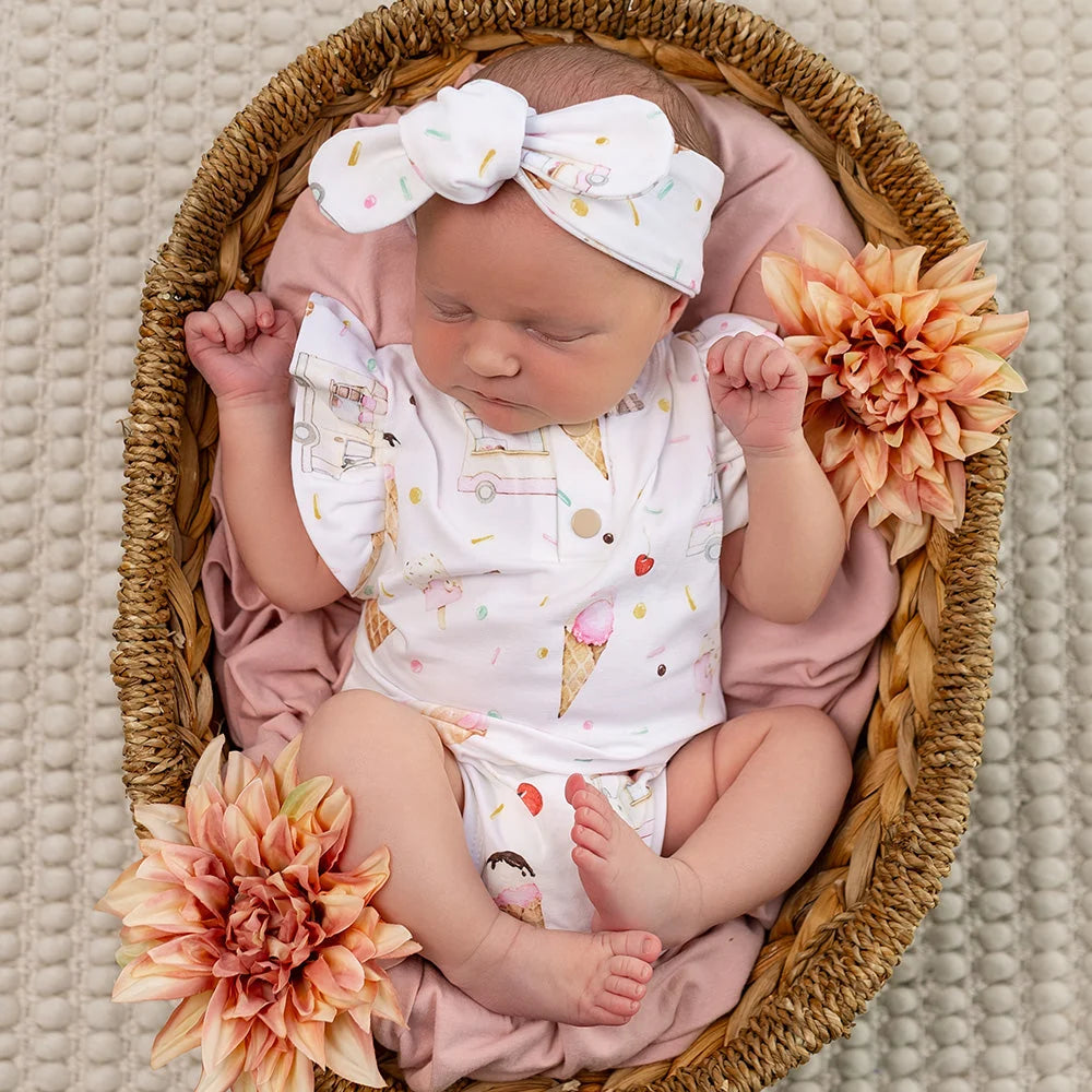 Ice Creams Short Sleeve Bodysuit with Frill