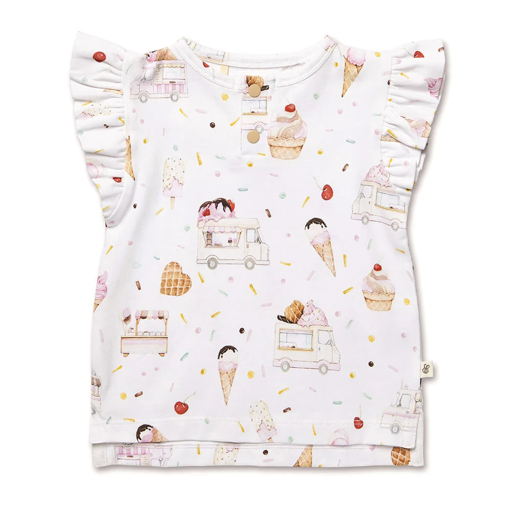 Ice Creams Short Sleeve Top with Frill