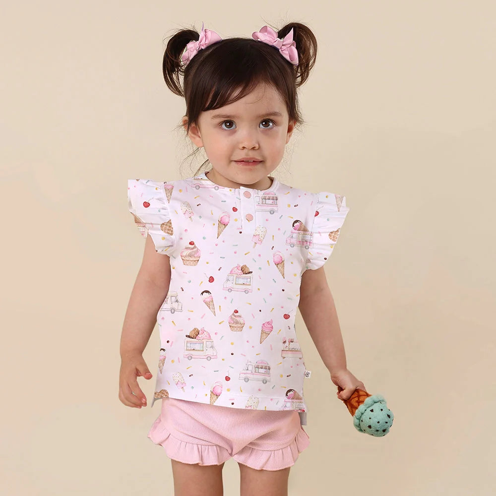 Ice Creams Short Sleeve Top with Frill