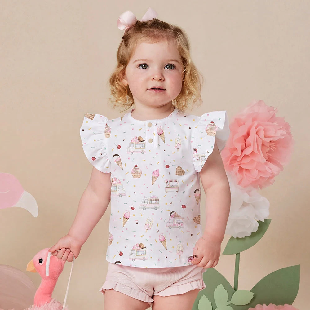 Ice Creams Short Sleeve Top with Frill