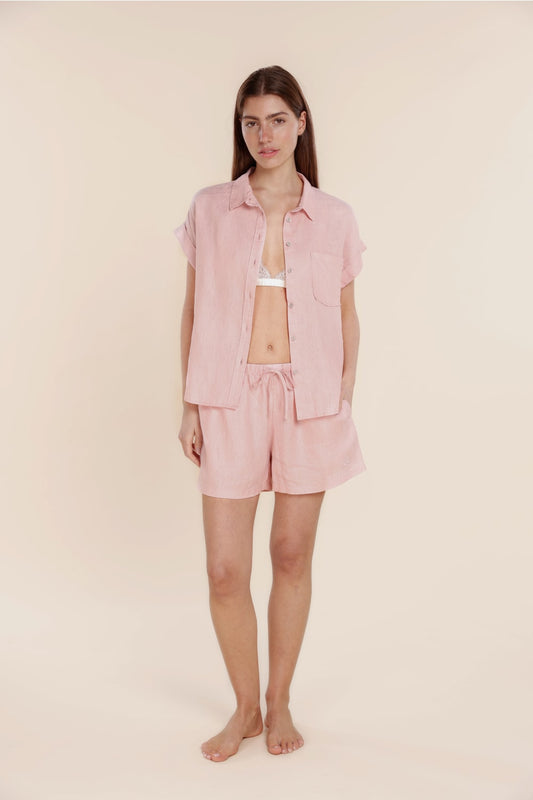 Charlotte Linen Pyjama Set Pink