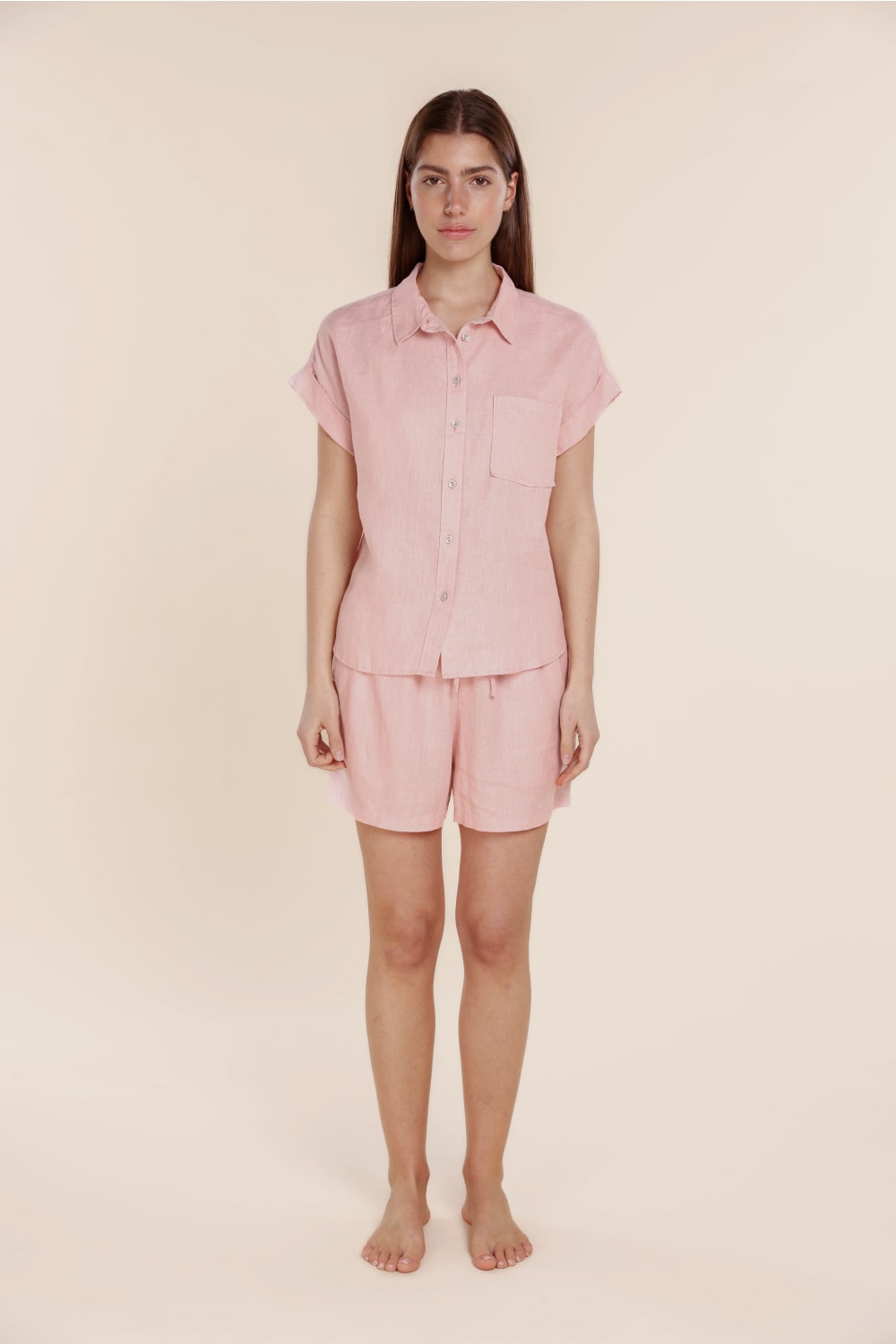 Charlotte Linen Pyjama Set Pink
