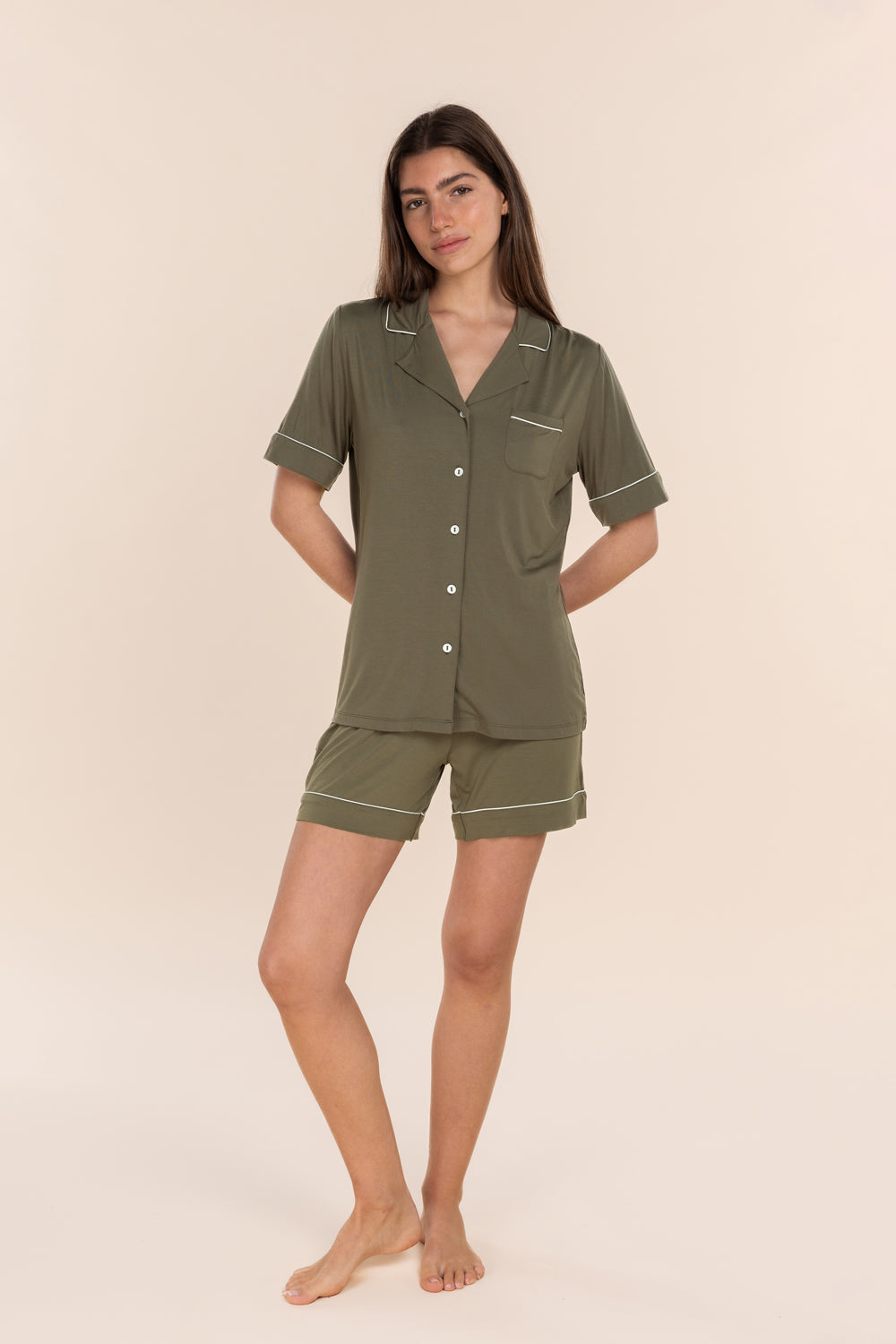Sadie Bamboo Short Pj Set Olive