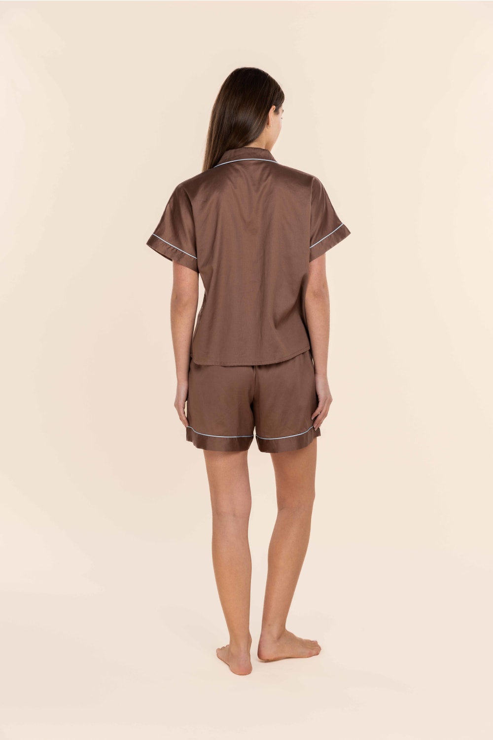 Ariana Double Piping Short Set Mocha