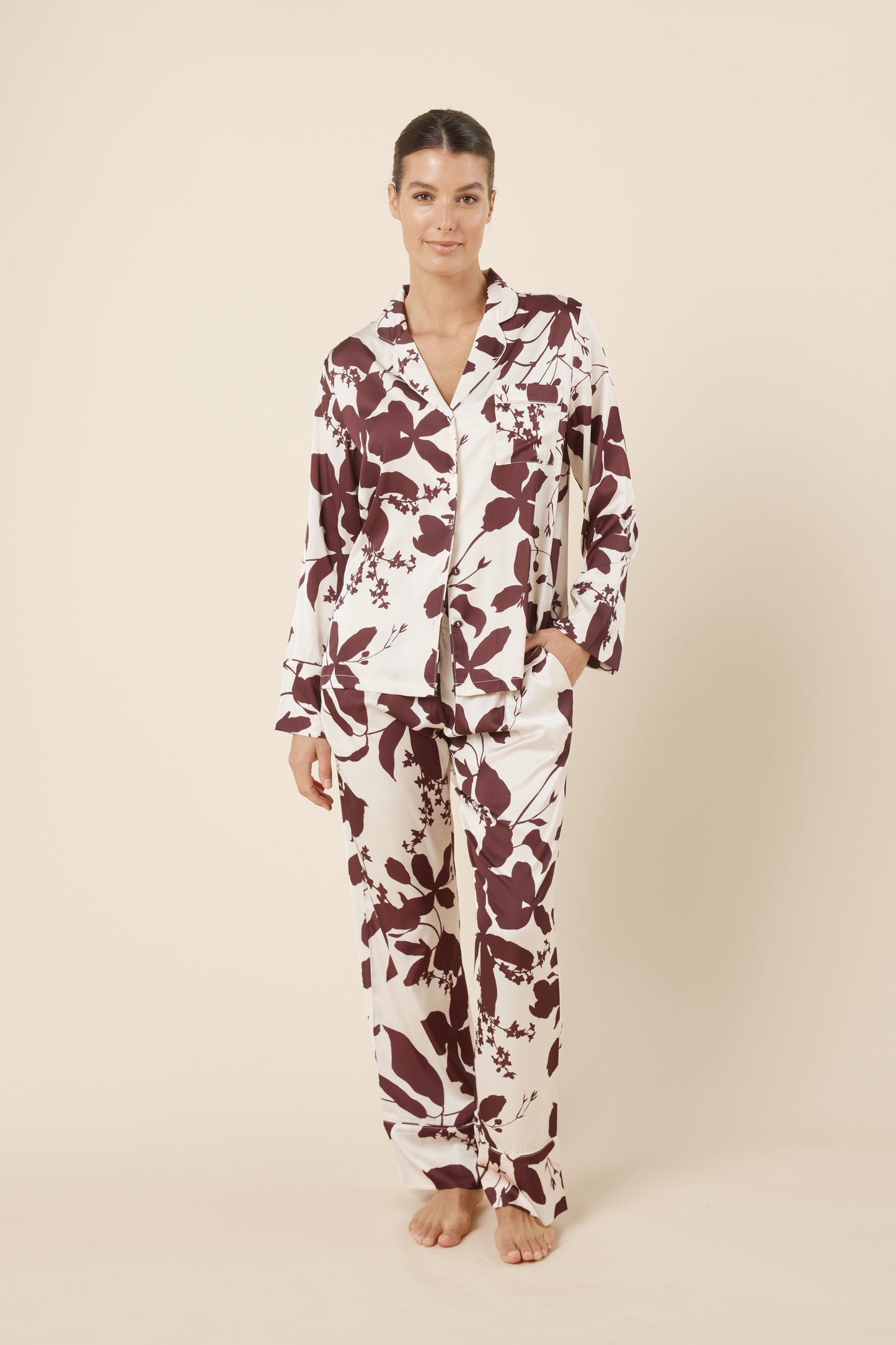 Ivy Silky Satin Burgundy PJ set