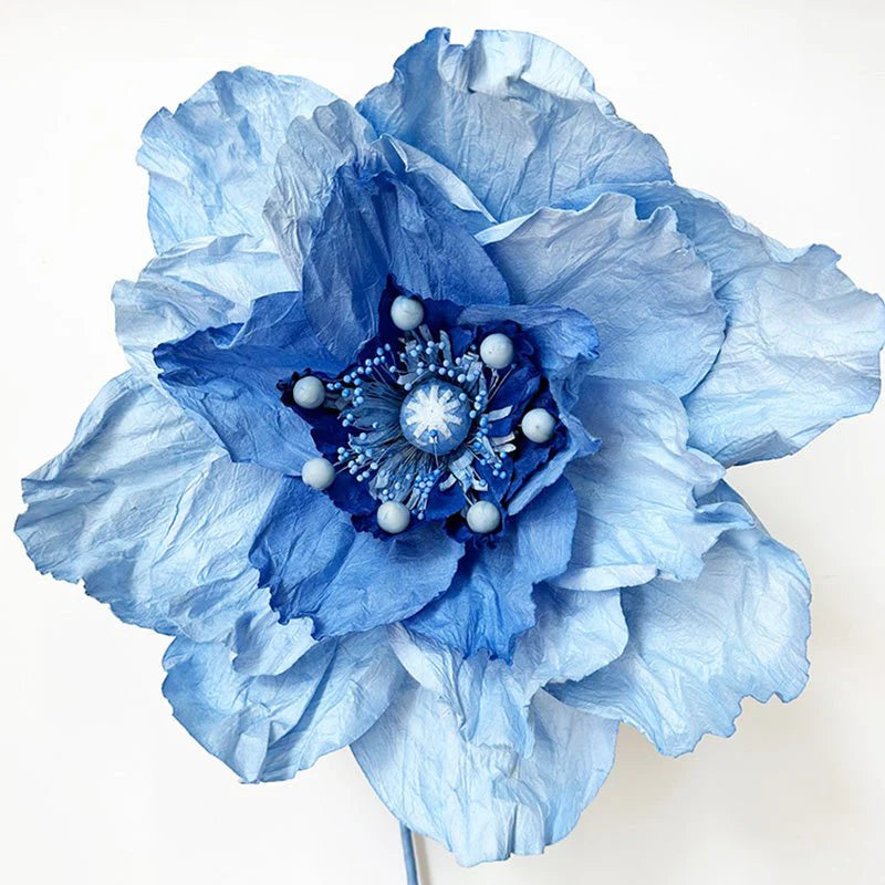 Paper Flower: Poppy Flower L Blue