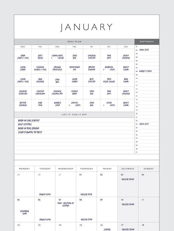 2026 Linen Planner & Calendar Navy