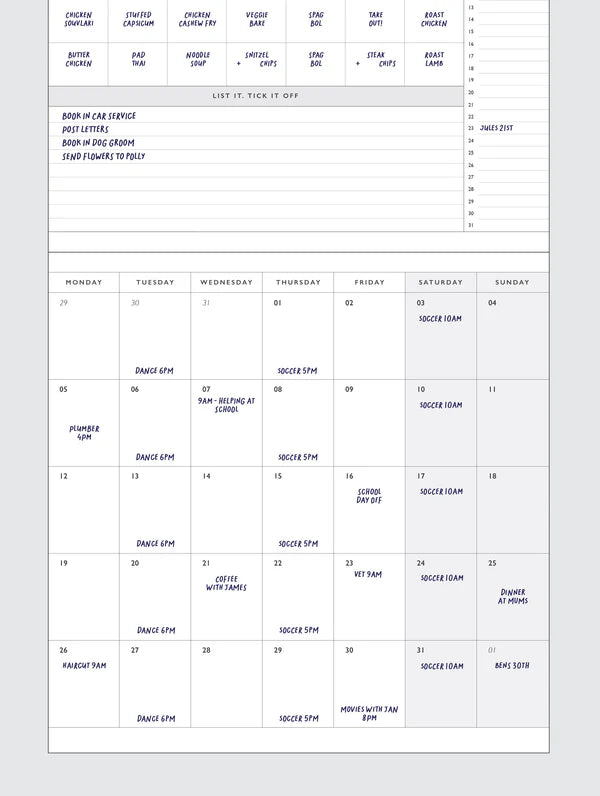 2026 Linen Planner & Calendar Navy