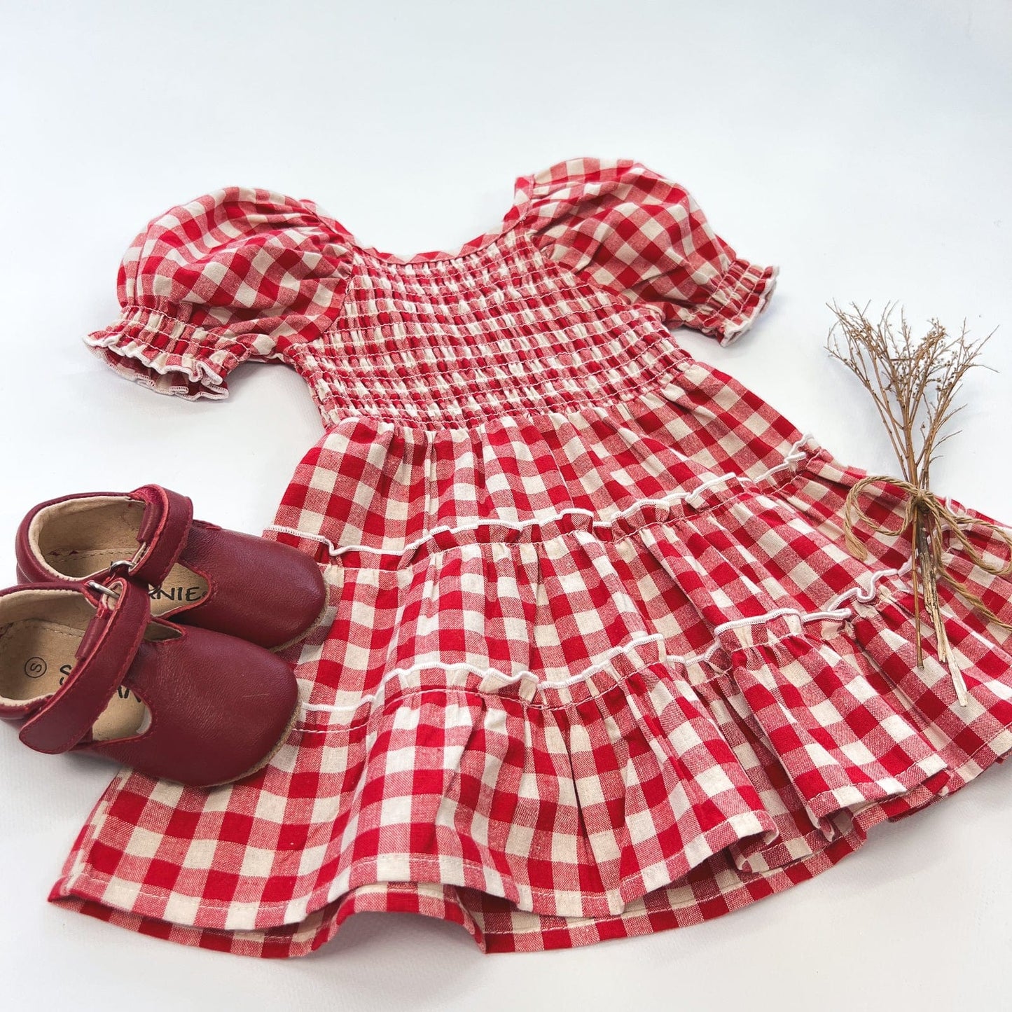 Baby Girls Daisy Dress Red Check