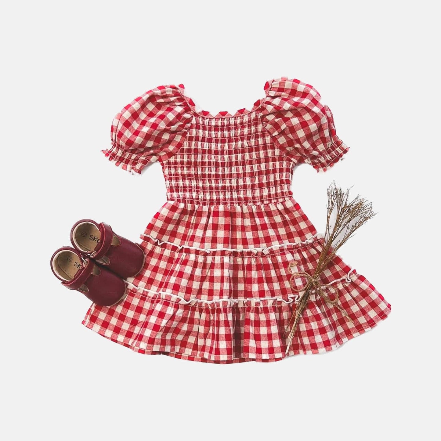 Baby Girls Daisy Dress Red Check