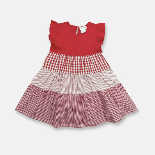 Girls Ivy Dress Red Checks