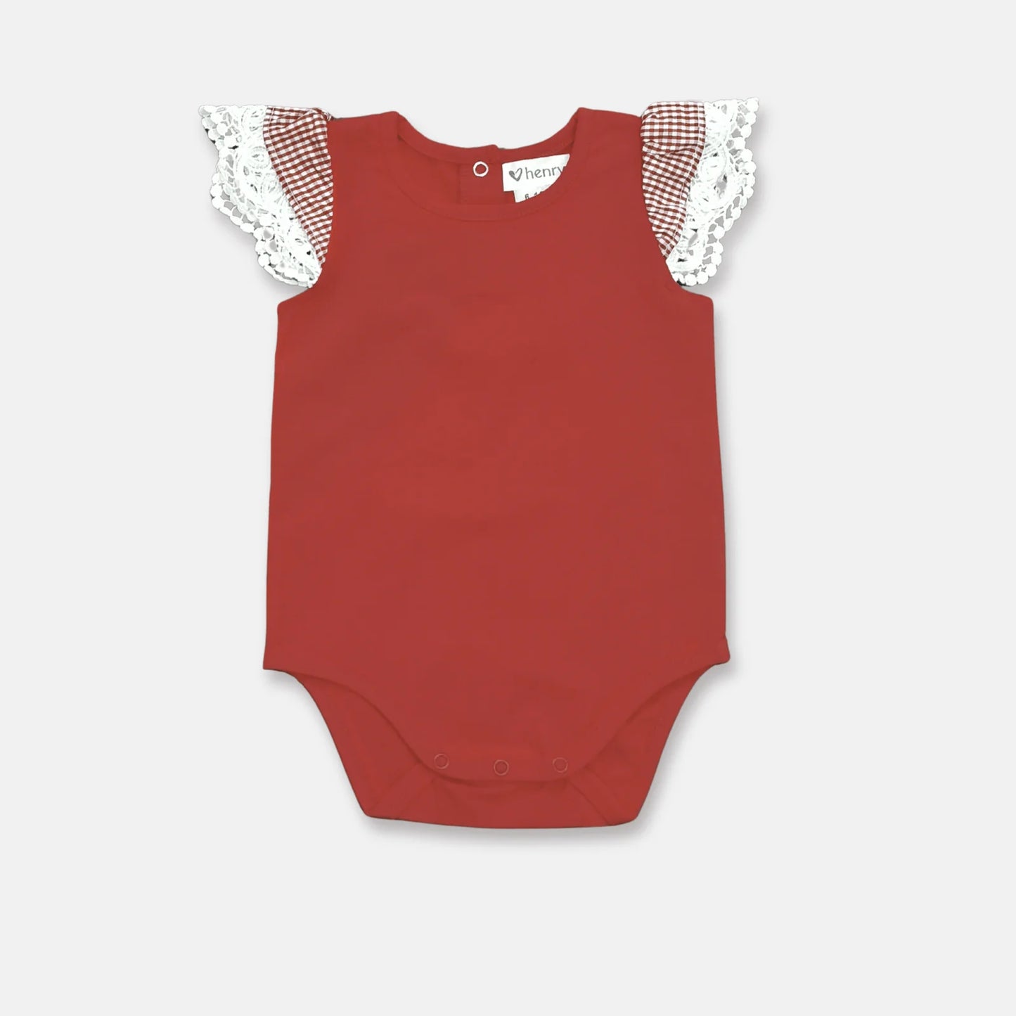 Baby Girls Knit Romper Check Sleeve Red