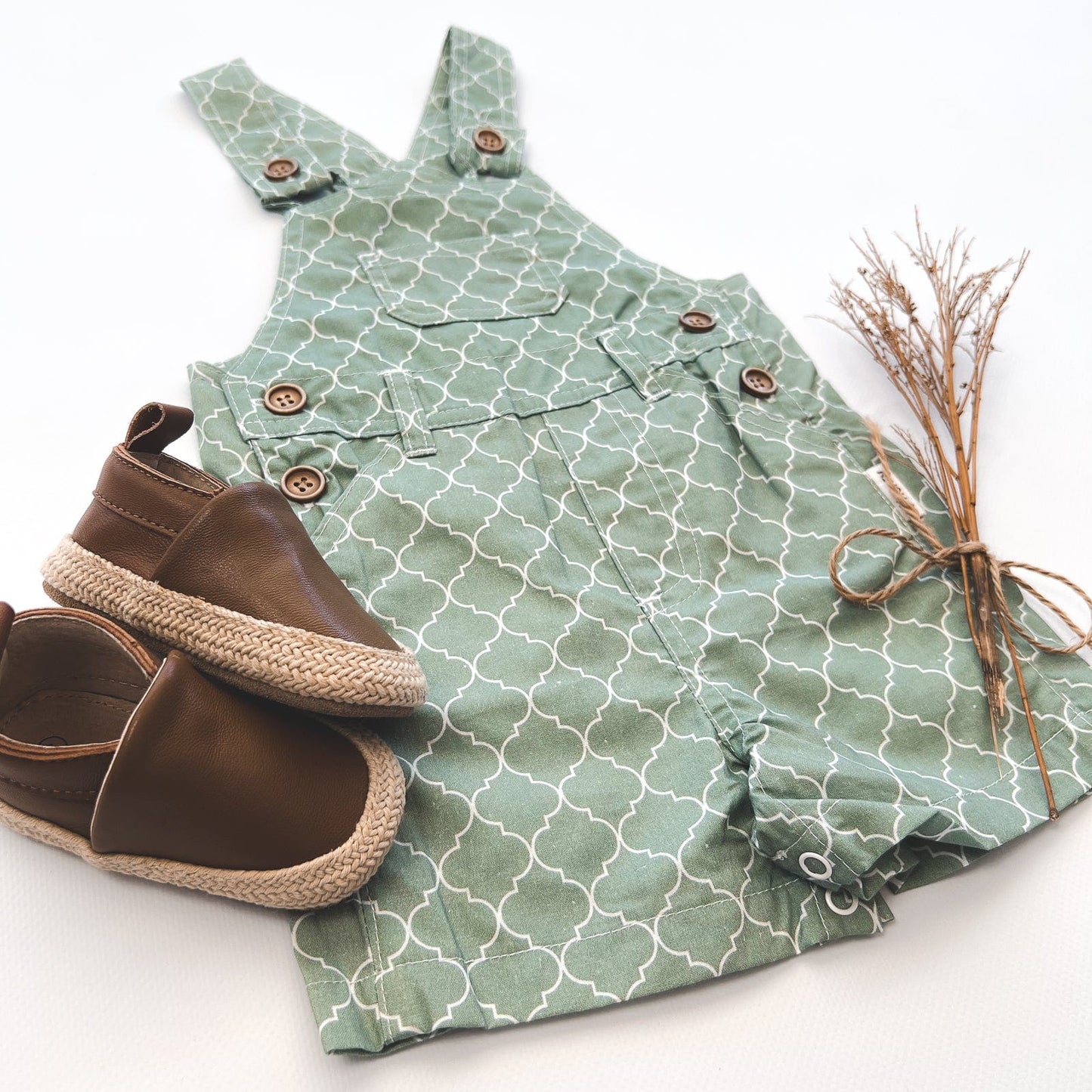 Baby Boys Roy Dungaree Green Geo Print