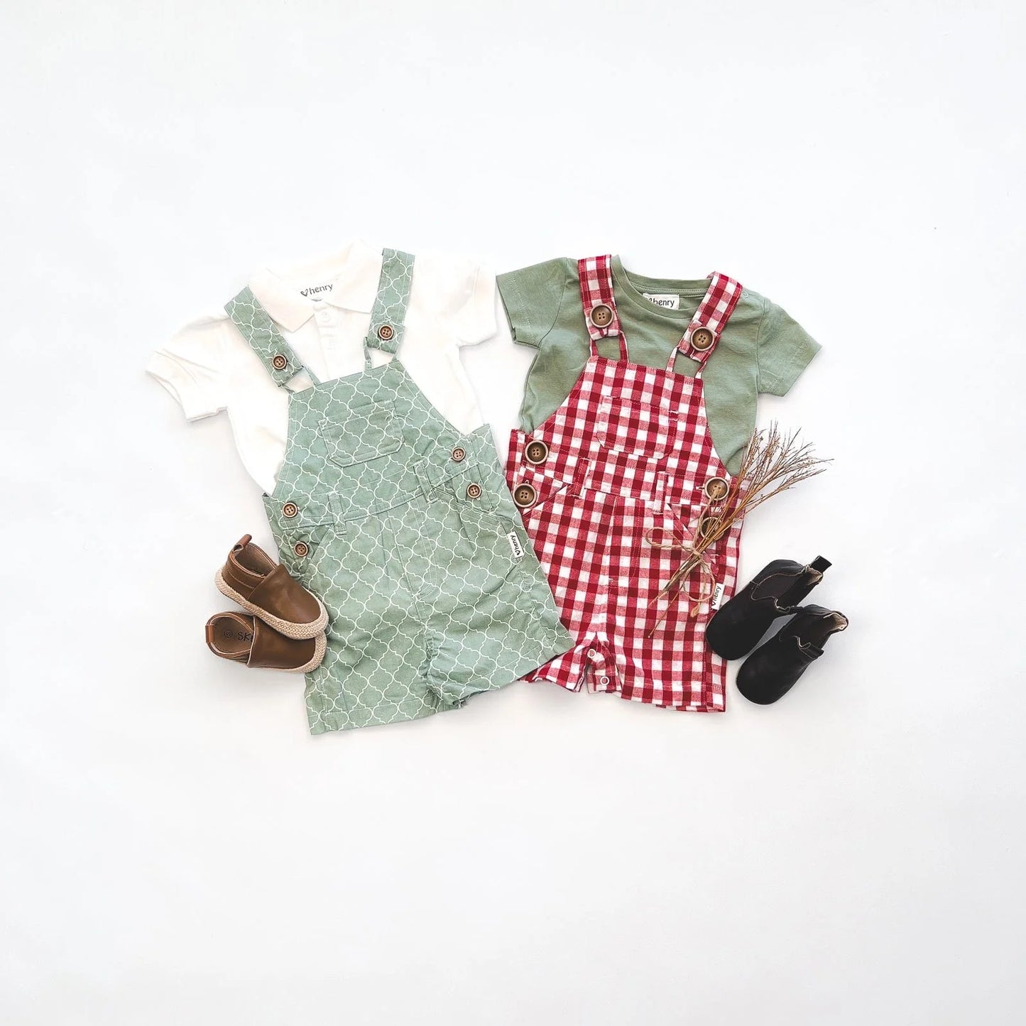 Baby Boys Roy Dungaree Green Geo Print