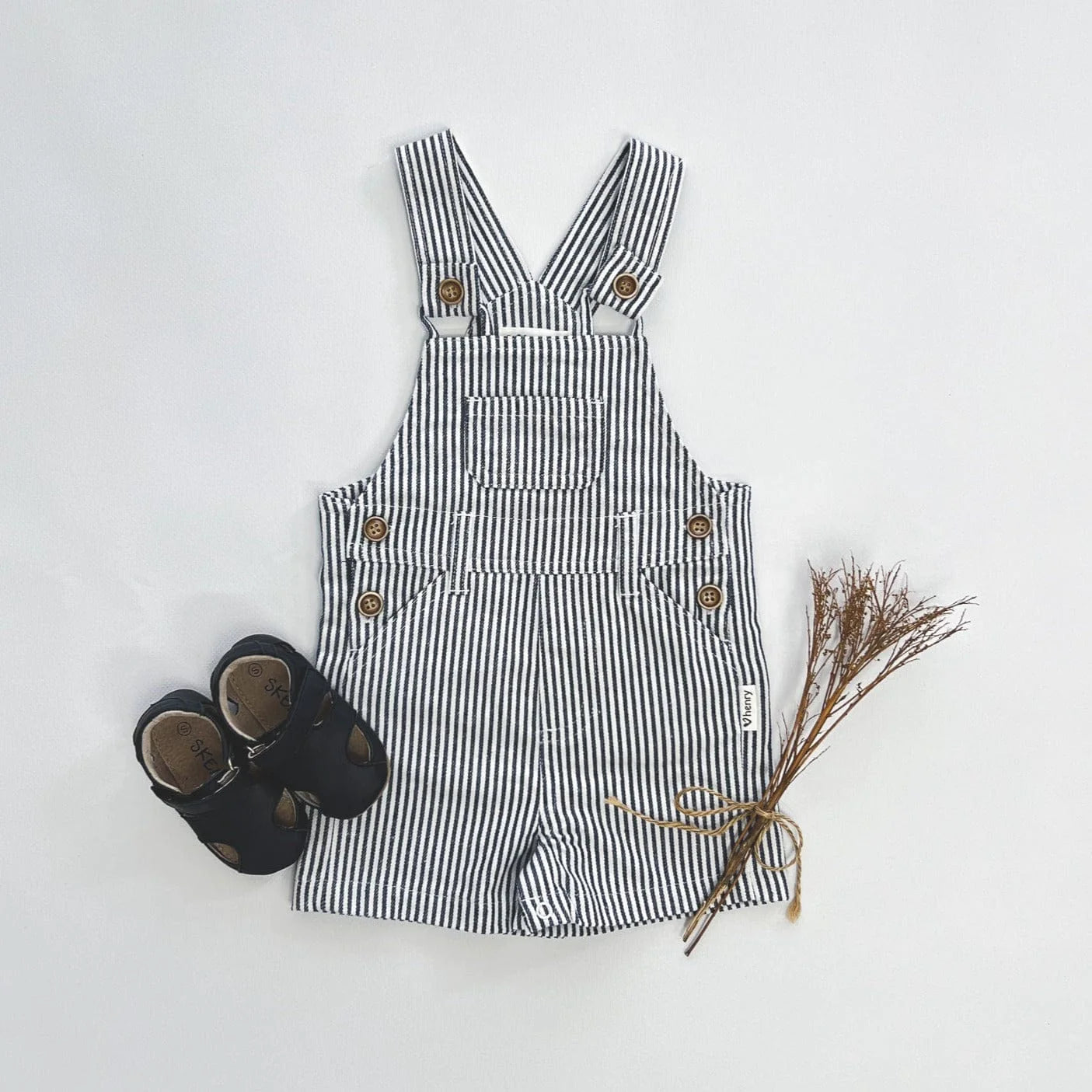 Baby Boys Roy Dungaree Navy Pinstripe