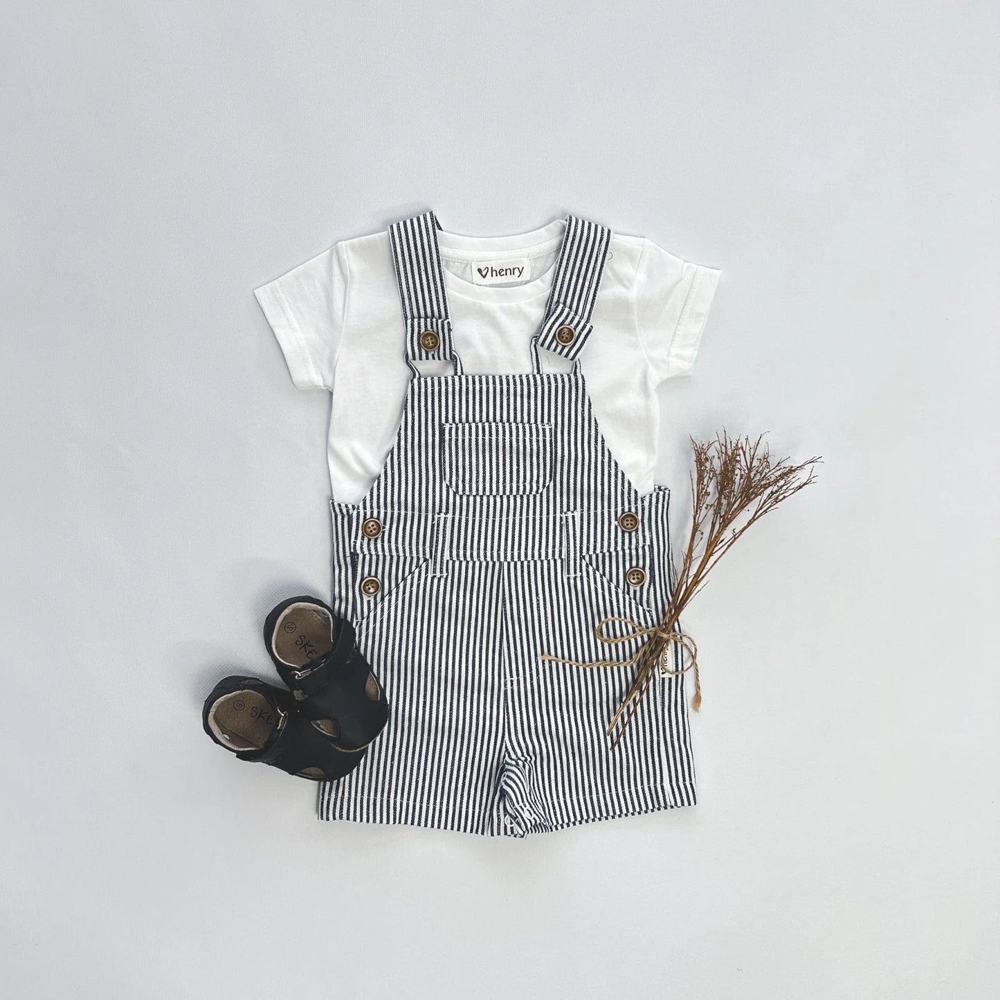 Baby Boys Roy Dungaree Navy Pinstripe