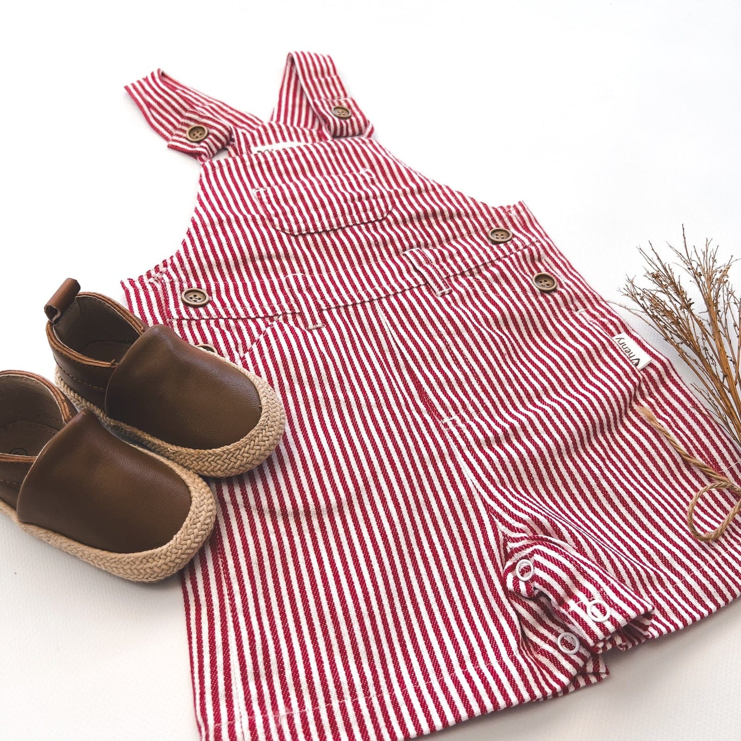 Baby Boys Roy Dungaree Red Pinstripe