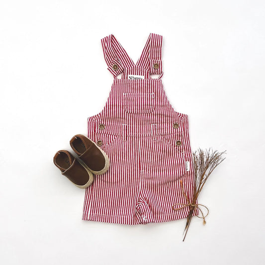 Baby Boys Roy Dungaree Red Pinstripe