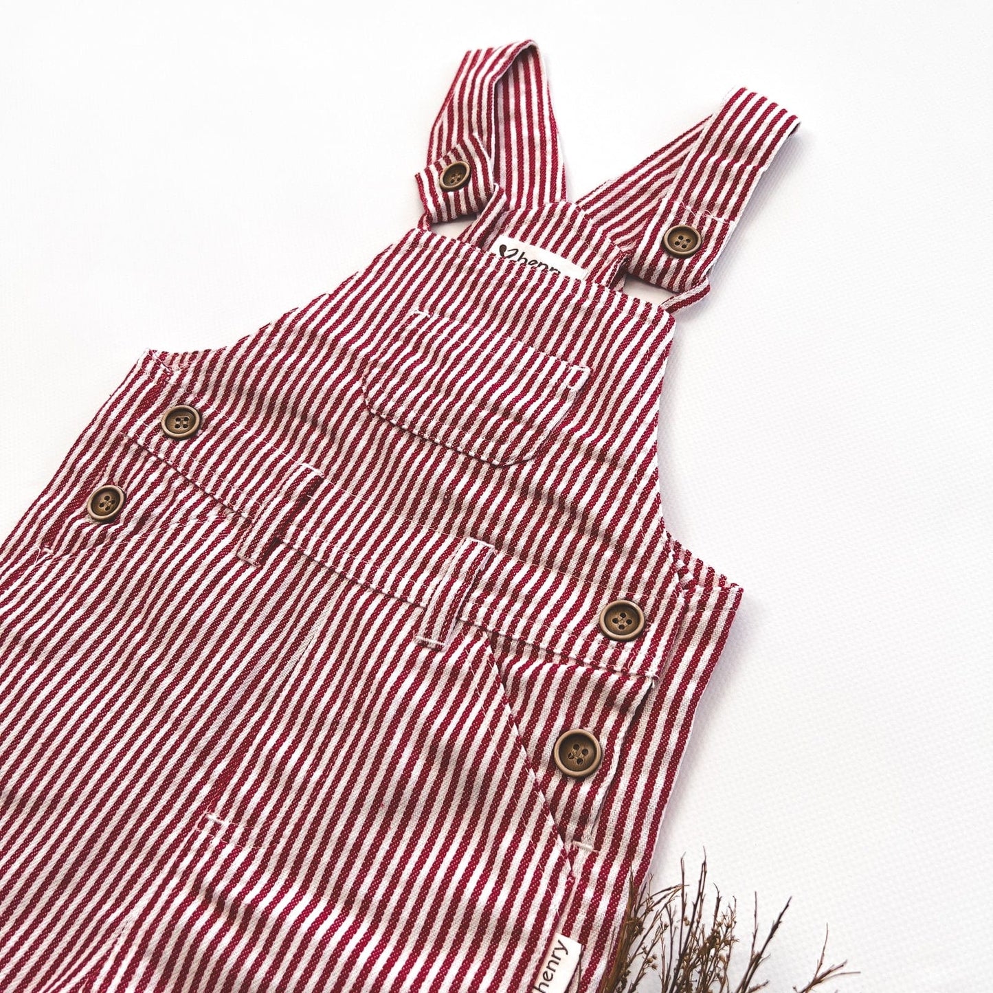 Baby Boys Roy Dungaree Red Pinstripe