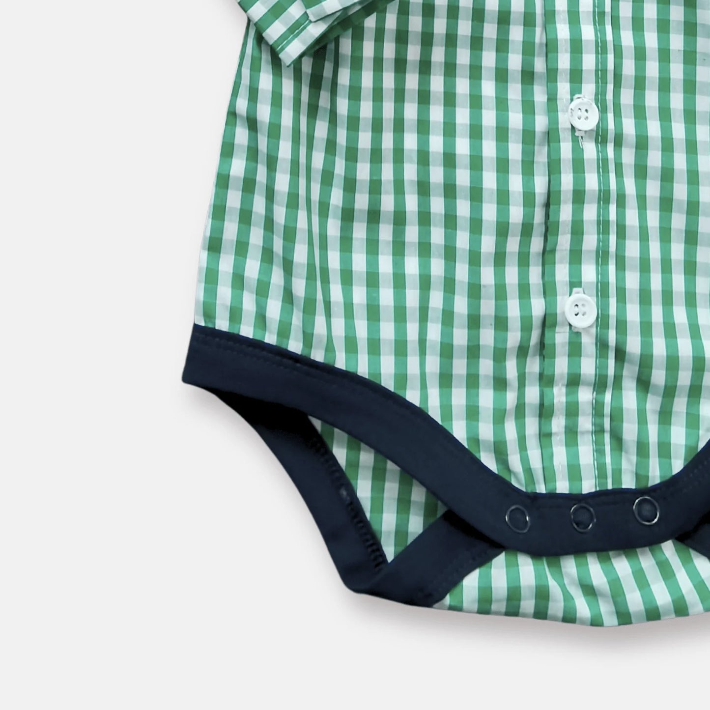 Baby Boys Dress Shirt Romper Bright Green Check