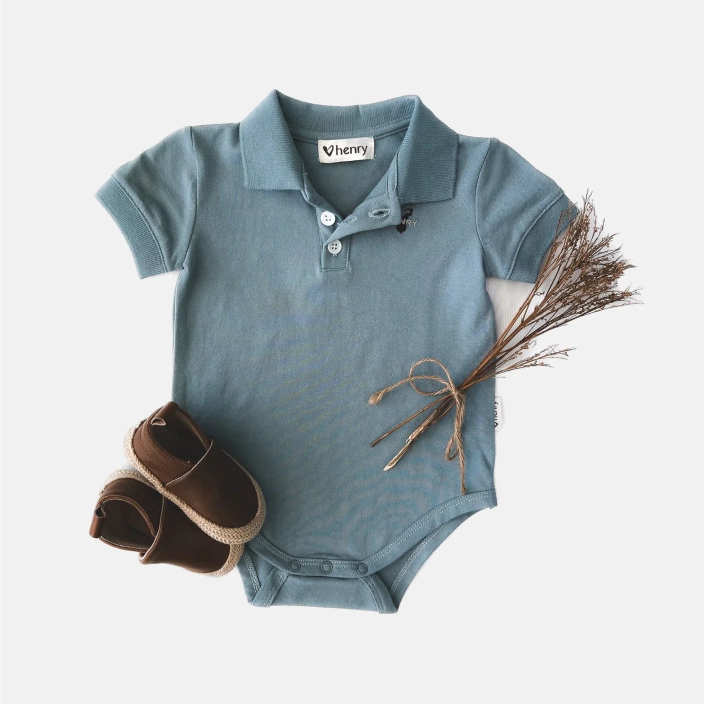 Baby Boys Polo Romper Blue