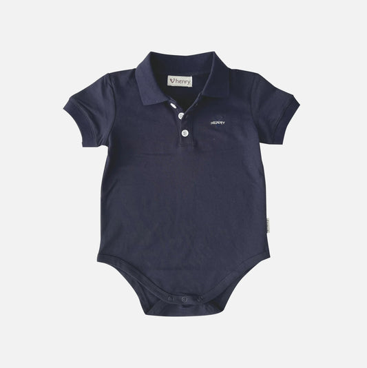 Baby Boys Polo Romper Navy