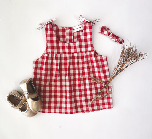 Baby Girls Amelia Top Red Check