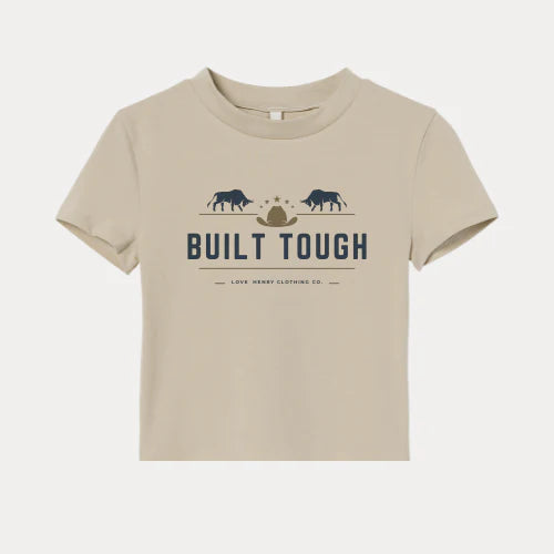 Boys Built Tough Tee Tan