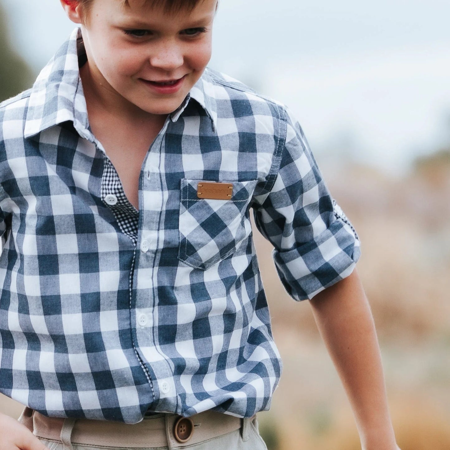 Boys Dress Shirt Large Blue Check