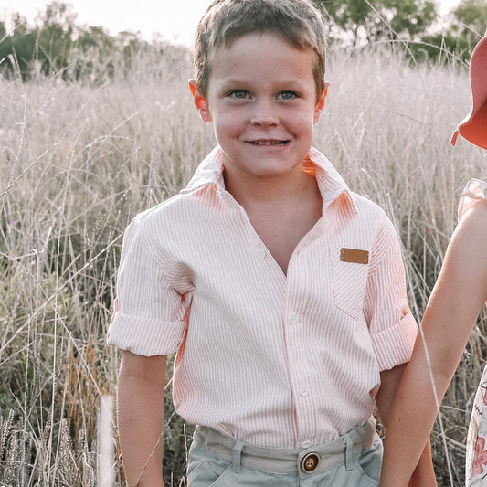 Boys Dress Shirt Tangerine Pinstripe