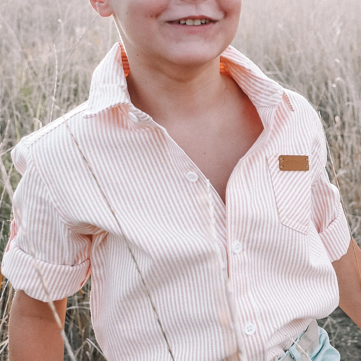 Boys Dress Shirt Tangerine Pinstripe