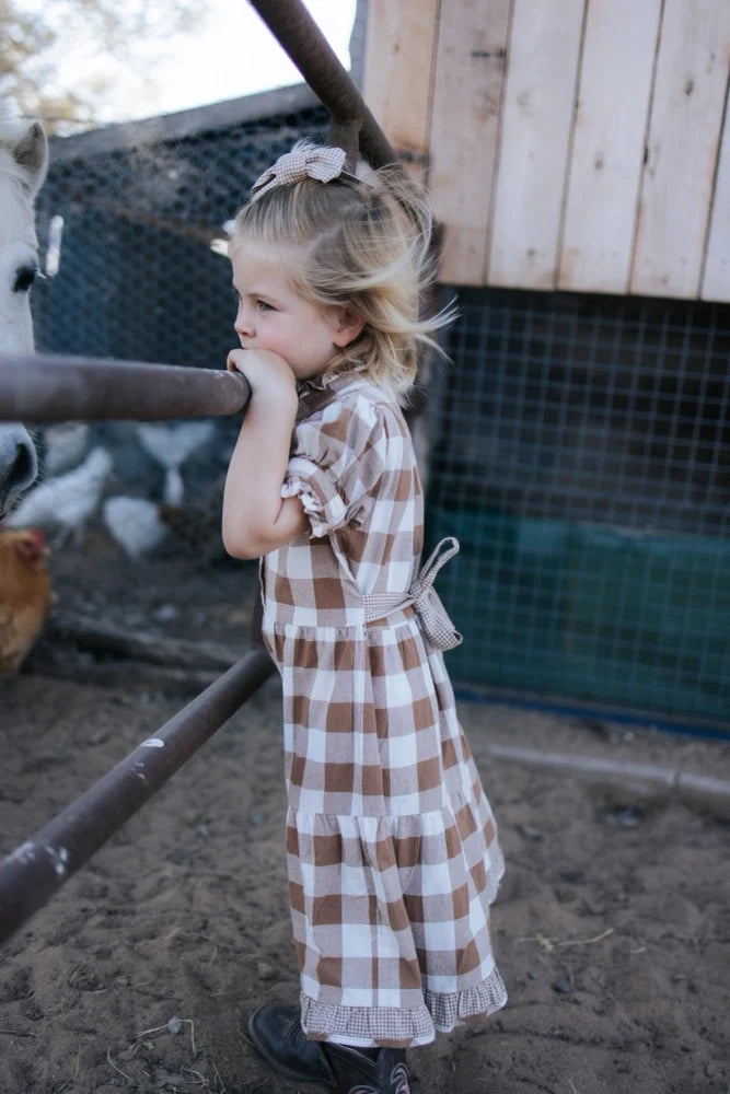Miss Mae Brown Gingham Girl's Dress