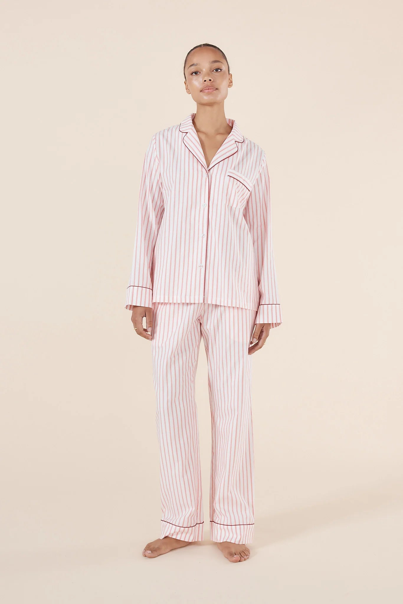 Octavia Cotton Burgundy Stripe PJ Set