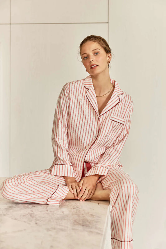Octavia Cotton Burgundy Stripe PJ Set
