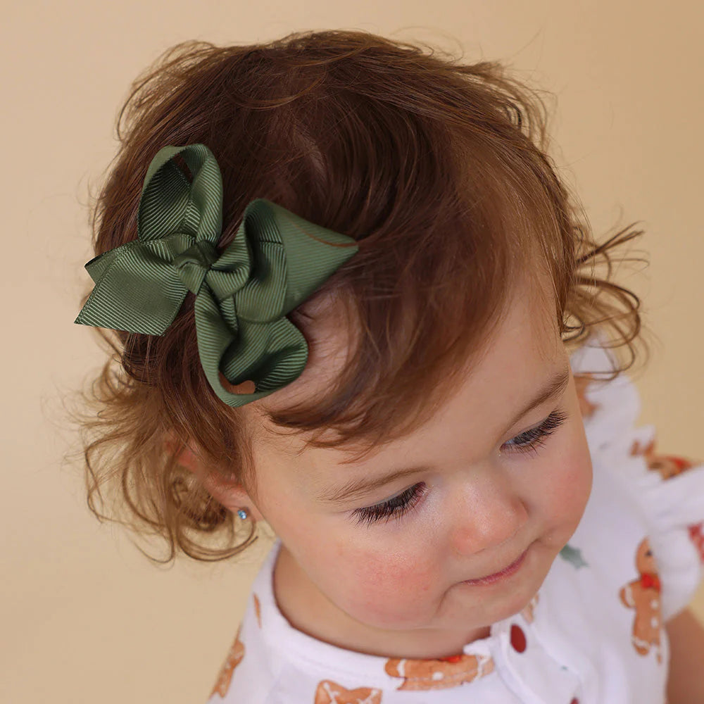 Olive Bow Hair Clip