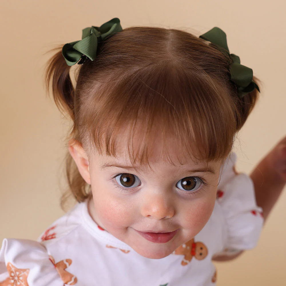 Olive Piggy Tail Hair Clips Pair