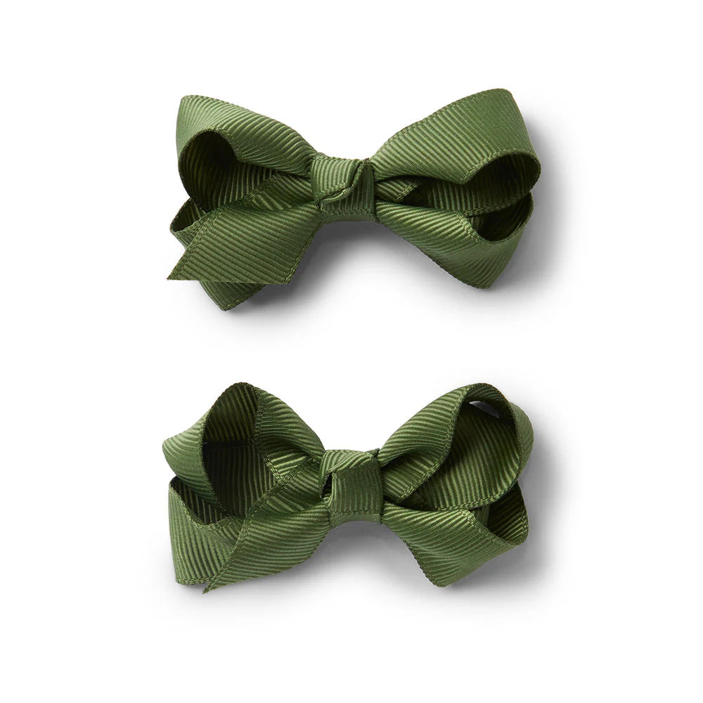 Olive Piggy Tail Hair Clips Pair