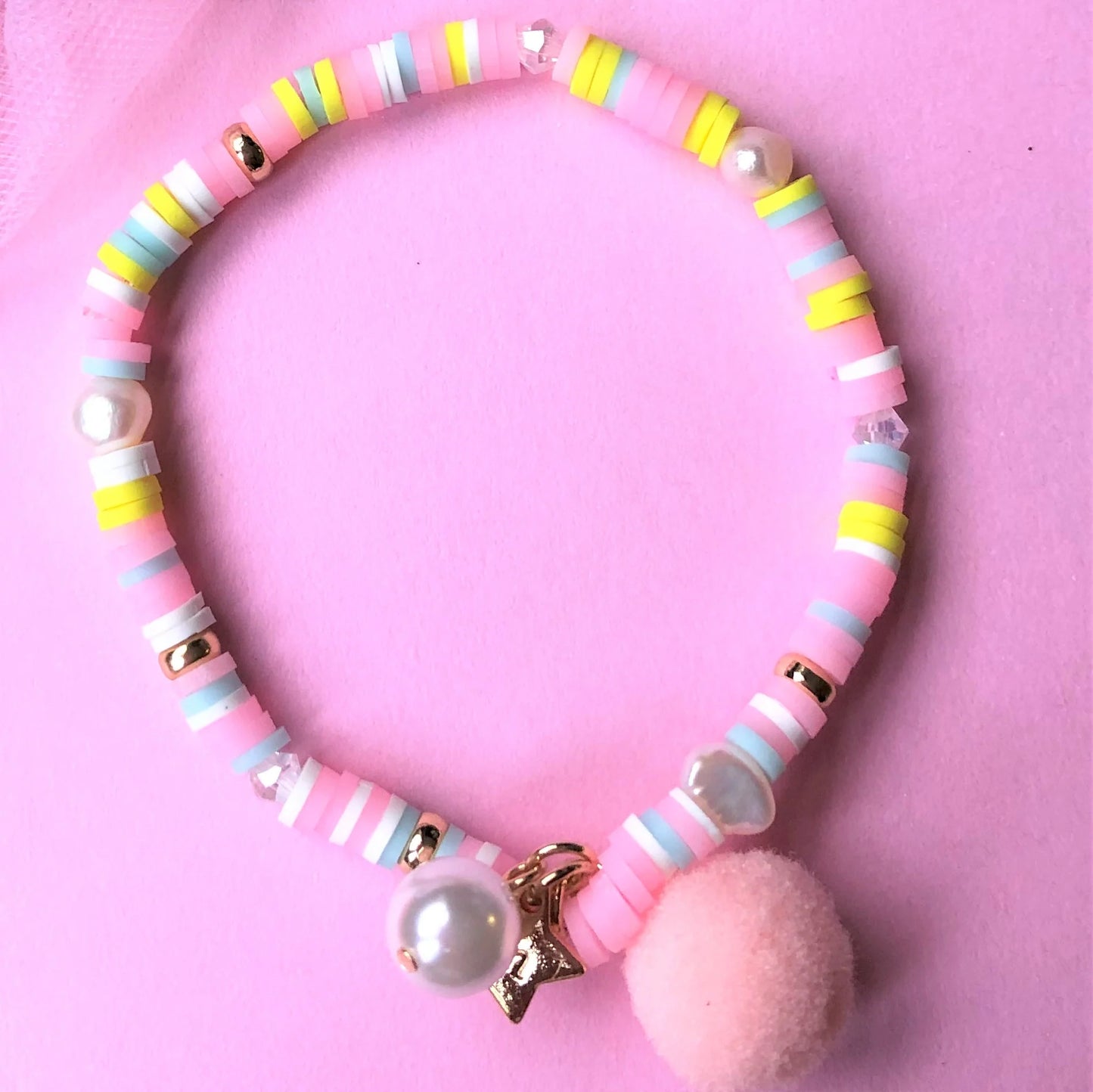 Pastel Pom Pom Elastic Bracelet