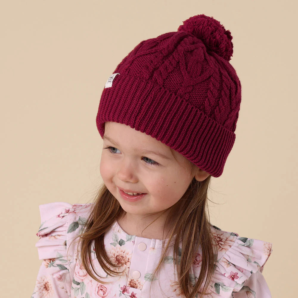 Raspberry Knit Beanie