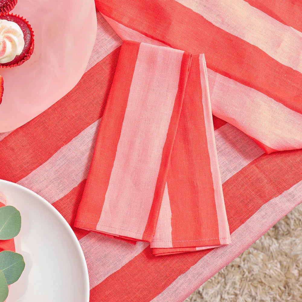 Linen Napkin 4pc Red Stripe