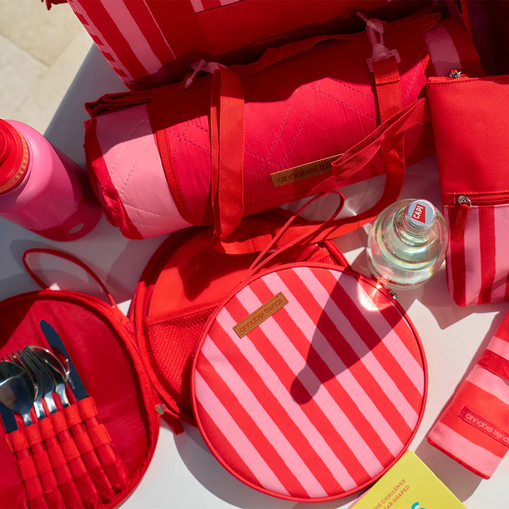 Picnic Round Plate Set Red Stripe