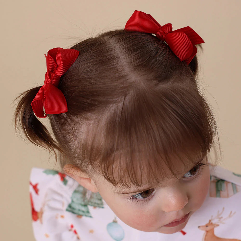 Red Piggy Tail Hair Clips Pair